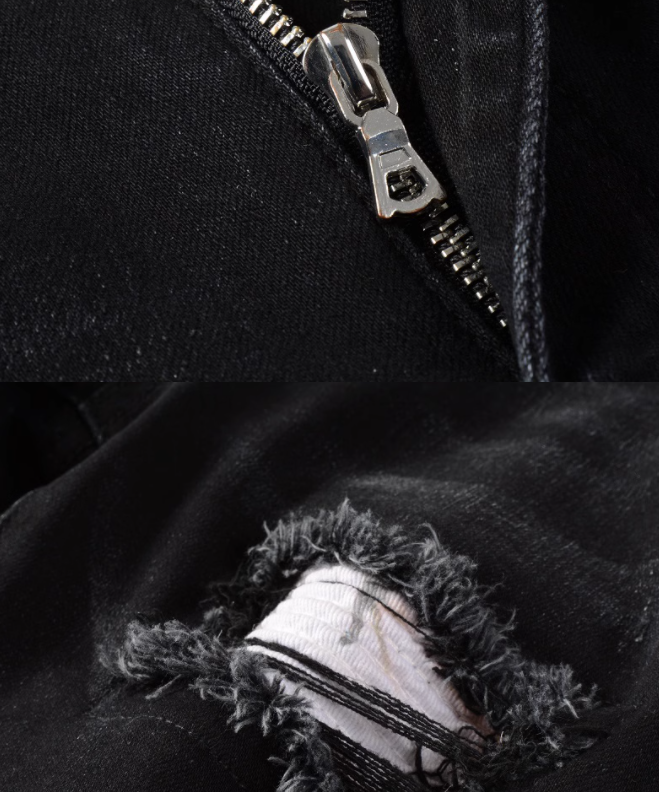 Printed Pleated Patch Jeans for men