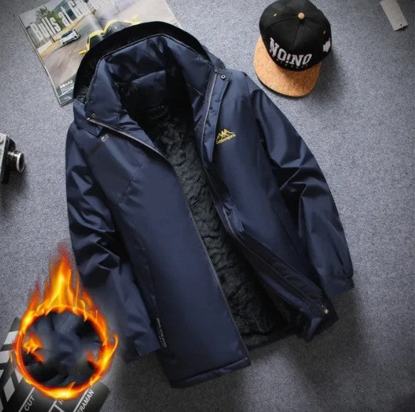 Zipper Regular Side Seam Waterproof Fleece Lined Thickened Breathable Jacket