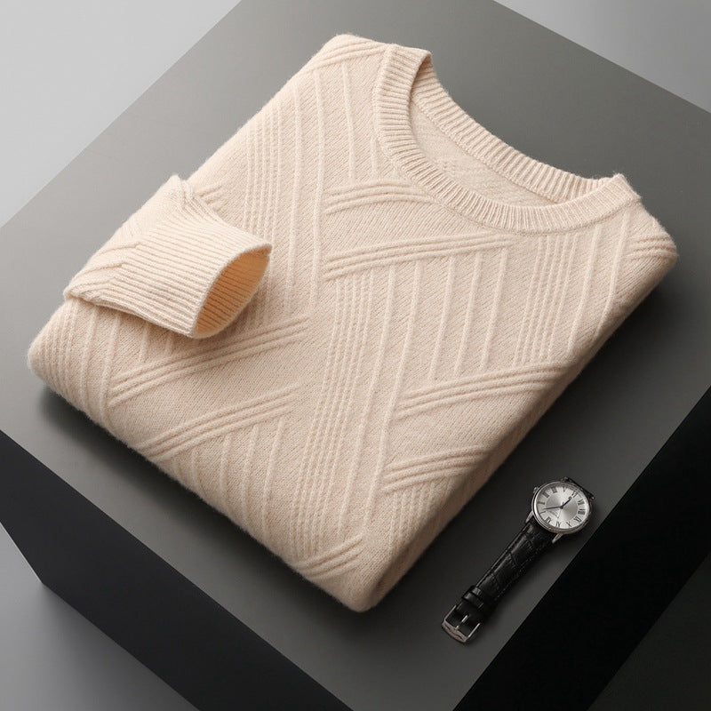 Autumn And Winter Loose Jacquard Bottoming Sweater Men