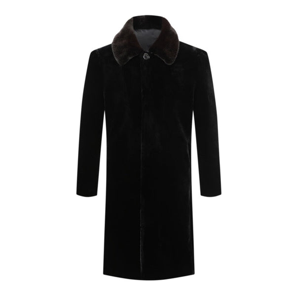 Long Middle-aged Men's Leather Ermine coat