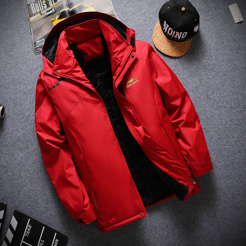 Zipper Regular Side Seam Waterproof Fleece Lined Thickened Breathable Jacket