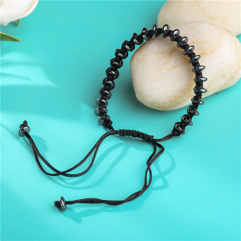 Black Iron Stone Flying Saucer Woven Three set of Bracelet