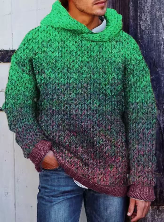 Acetate Fiber Men's Heavy Classic Style Woven Hooded Sweater