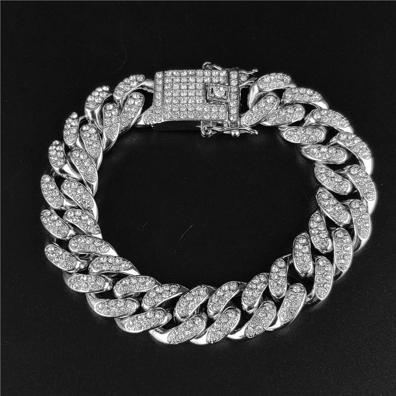 Hip-Hop Domineering Diamond Large Gold Cuban Chain Necklace