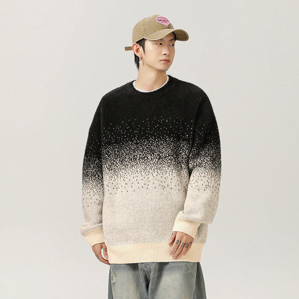 Mink Plush Gradient Design Sweater Thermal Head Cover Knitwear