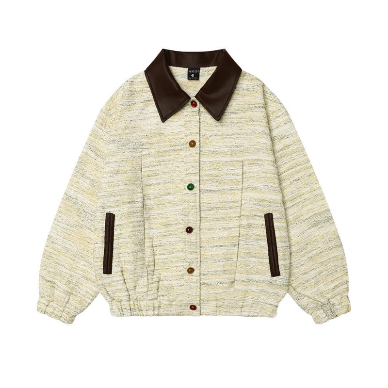 Men's Woven Loose Stitching Dark Jacquard Jacket